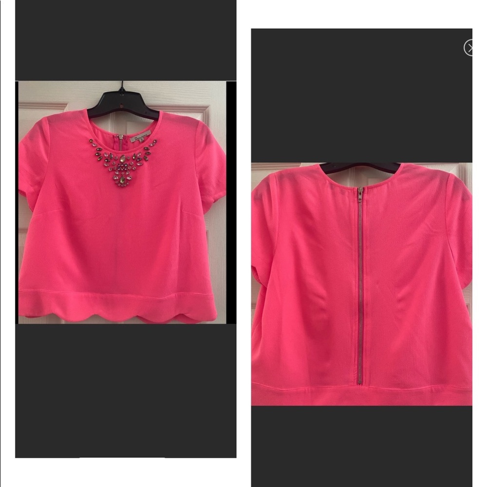 NWOT the clothing company Bright Pink Gem Stone Blouse Sz Med
